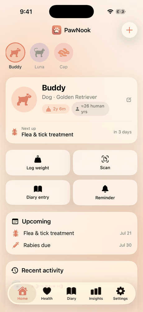 PawNook home screen