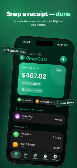 SnapCost home