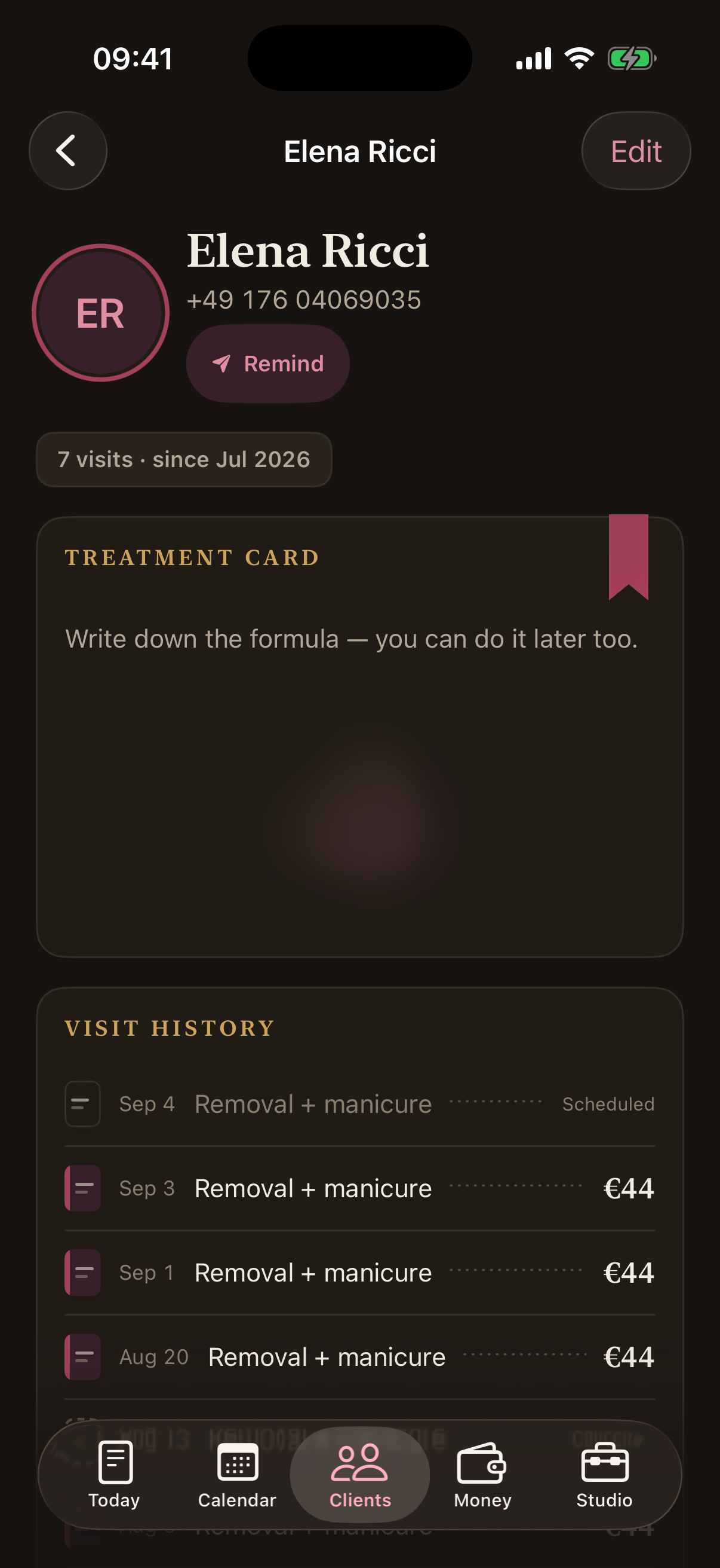 Velvie — a single client's formula and history