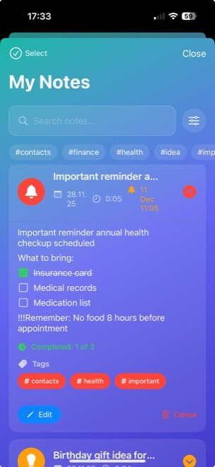 A structured voice note